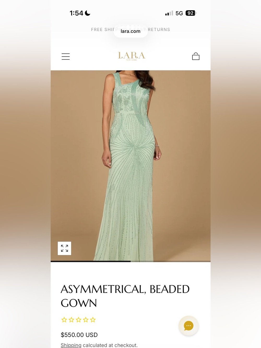 LARA Mint Green Beaded Asymmetrical Maxi Gown